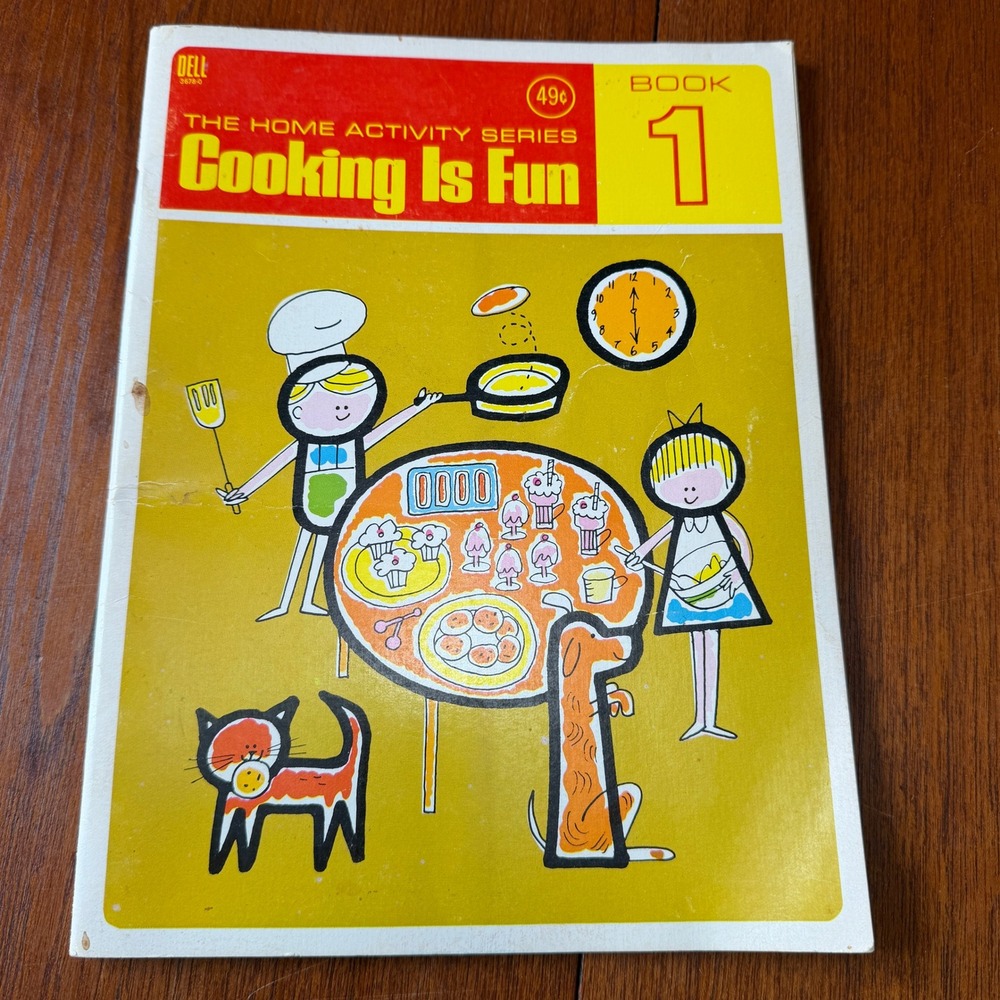Vintage 1970 Dell Cooking Is Fun Home Activity Series Book 1 MCM Illustrations